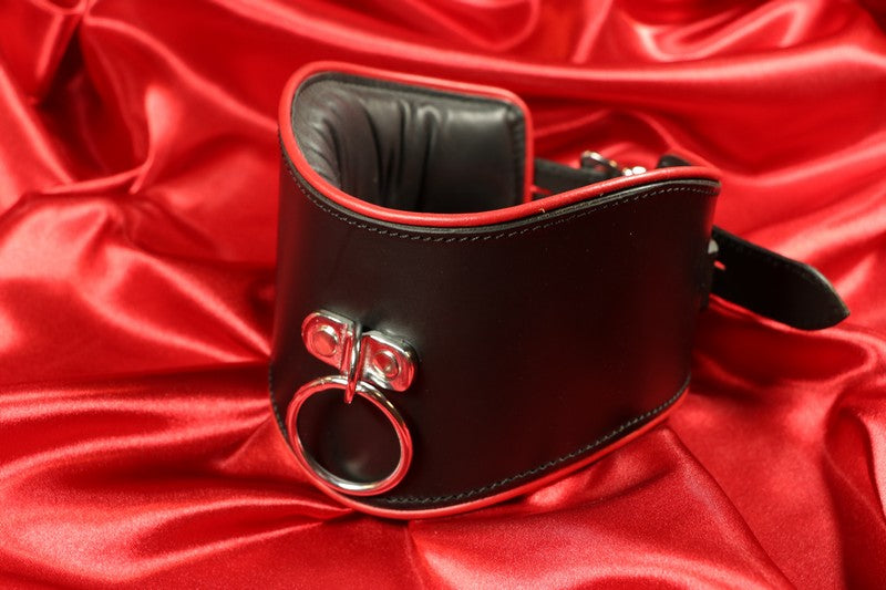 Posture Läderhalskrage med O-ring Gul Kant