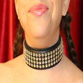 BDSM Collar 4 rows of crystals without D-ring