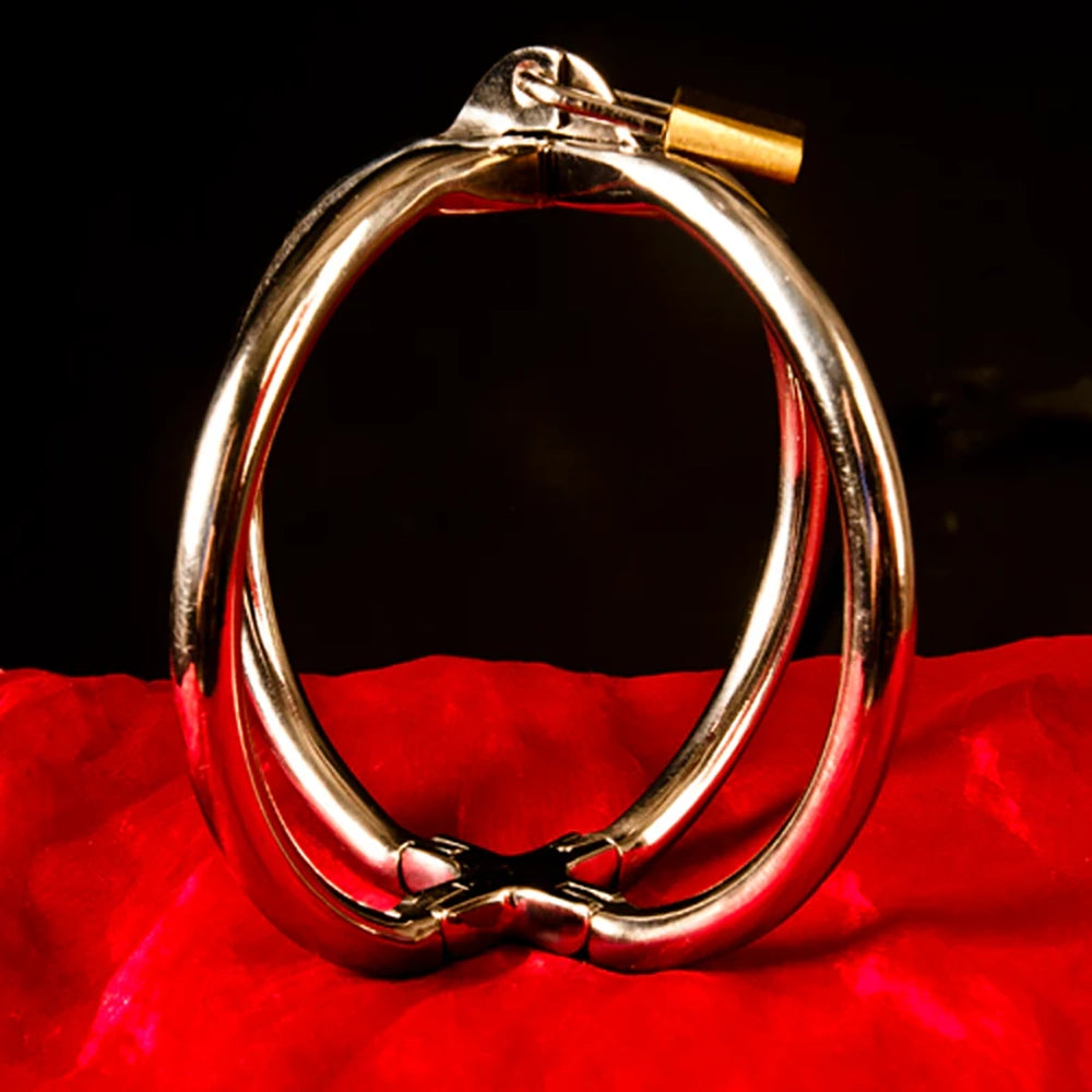 BDSM handbur i rostfritt stål med oval form och hänglås – bondagerestriktion från Chambers of Love