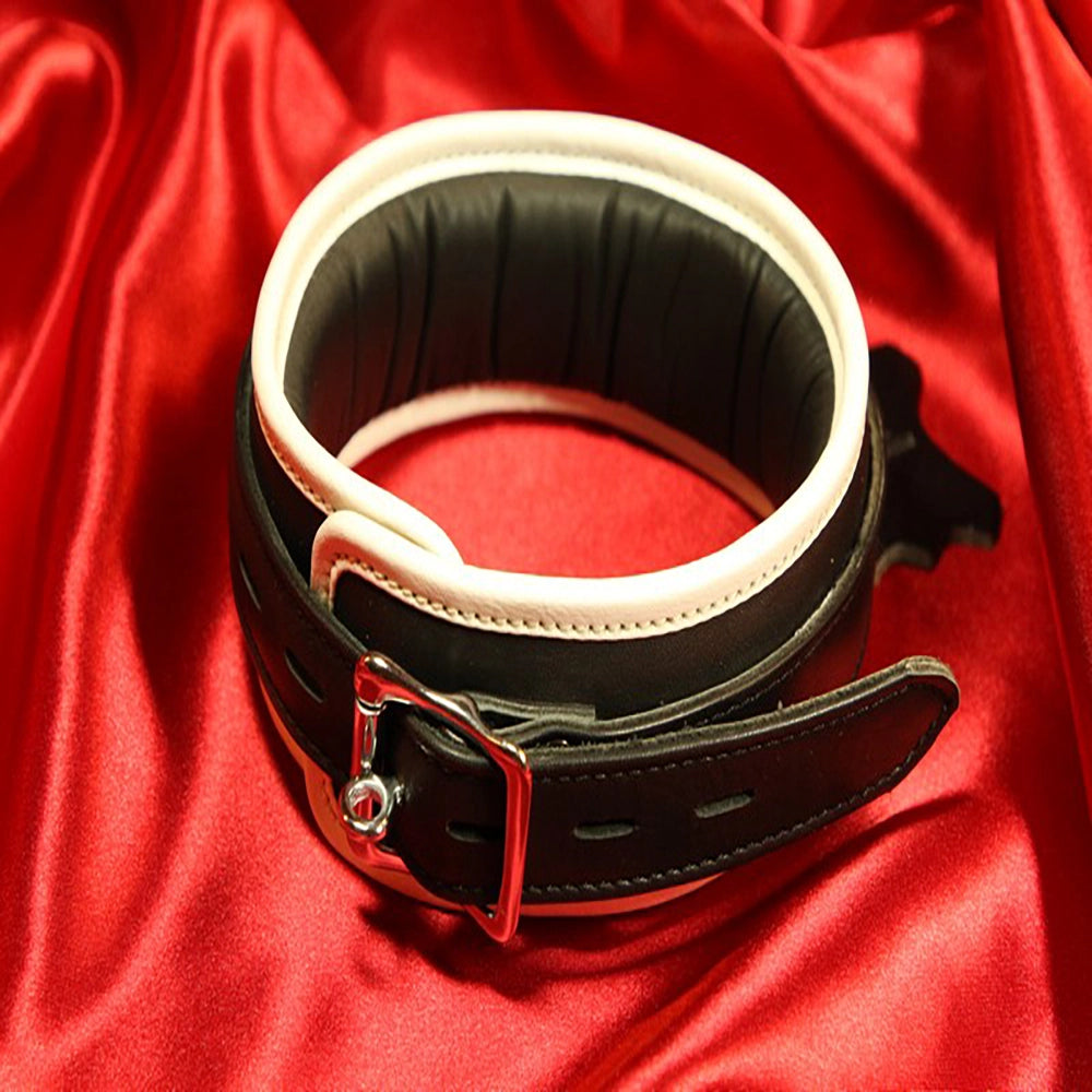 BDSM Leather Collar 1 D-Ring Padded HANKY Code