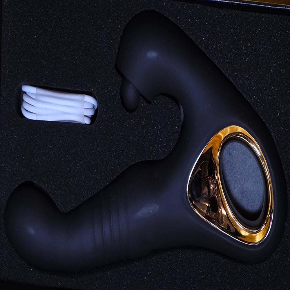 Bunny Tapper Thruster Tapping vibrator i svart presentask med laddkabel – Chambers of Love