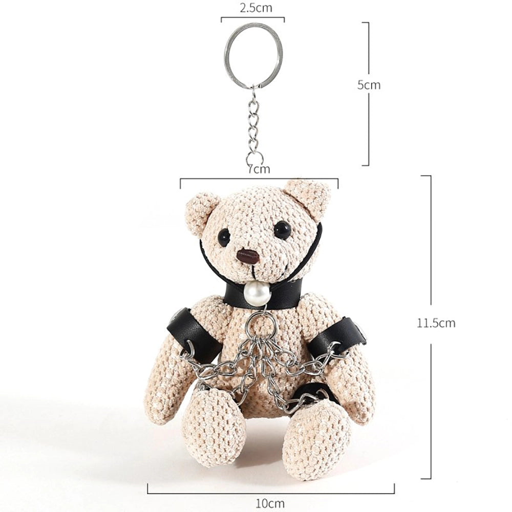 CoL Teddy No. 02 Gag Ball Gary mått – ca 11,5 cm hög, 10 cm bred, nyckelring 2,5 cm och kedja 5 cm