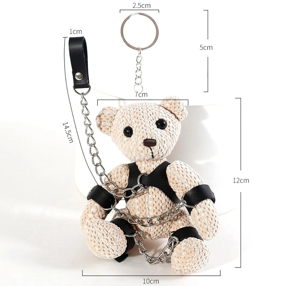 CoL Teddy No. 03 Hooded Hank mått – ca 11,5 cm hög, 10 cm bred, nyckelring 2,5 cm och kedja 5 cm
