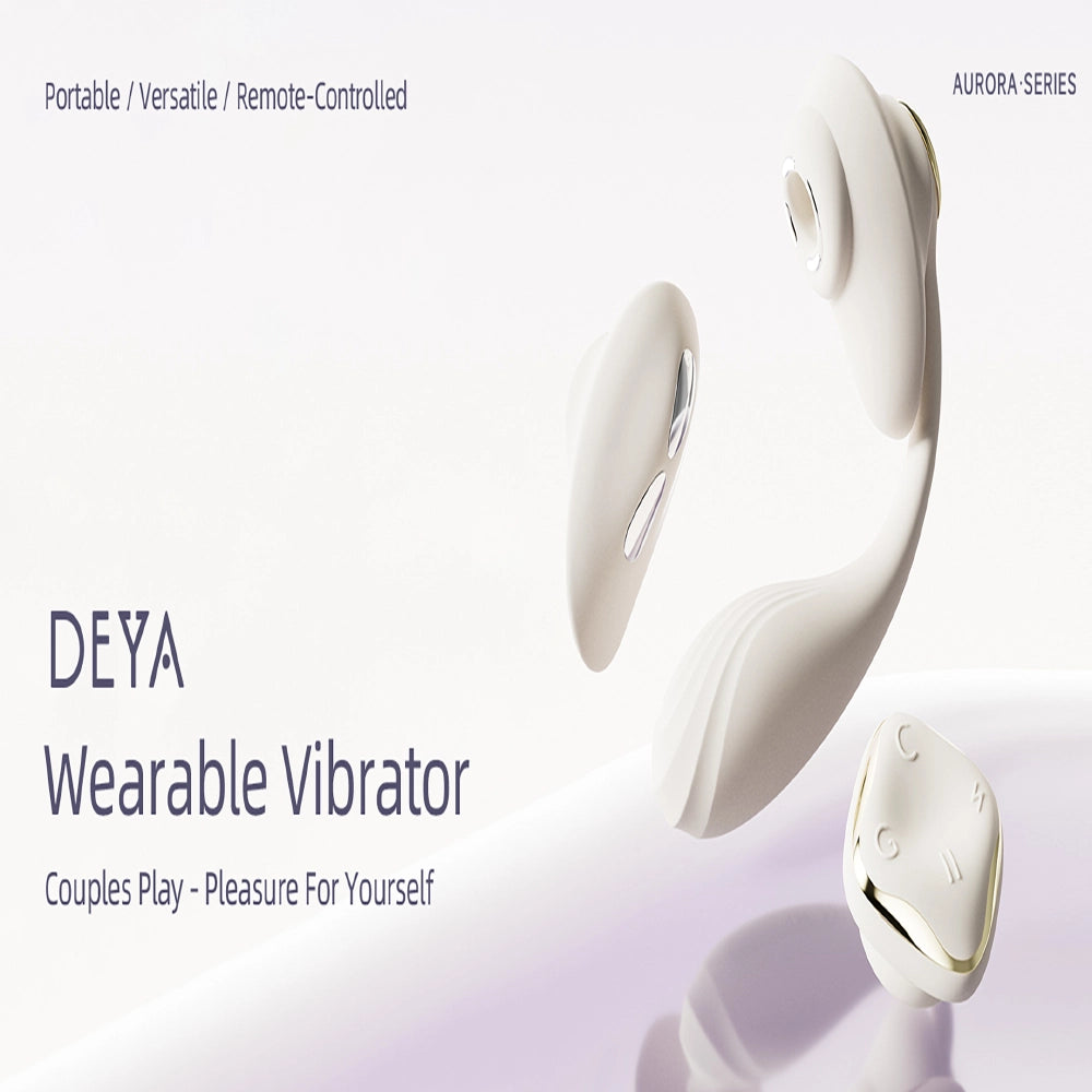 DEYA Bärbar Parvibrator från ZALO – komplett set med äggvibrator, vibrationsdel, sugkopp och fjärrkontroll i ivory white. Modulär design med magnetiska kopplingar. Från Chambers of Love.
