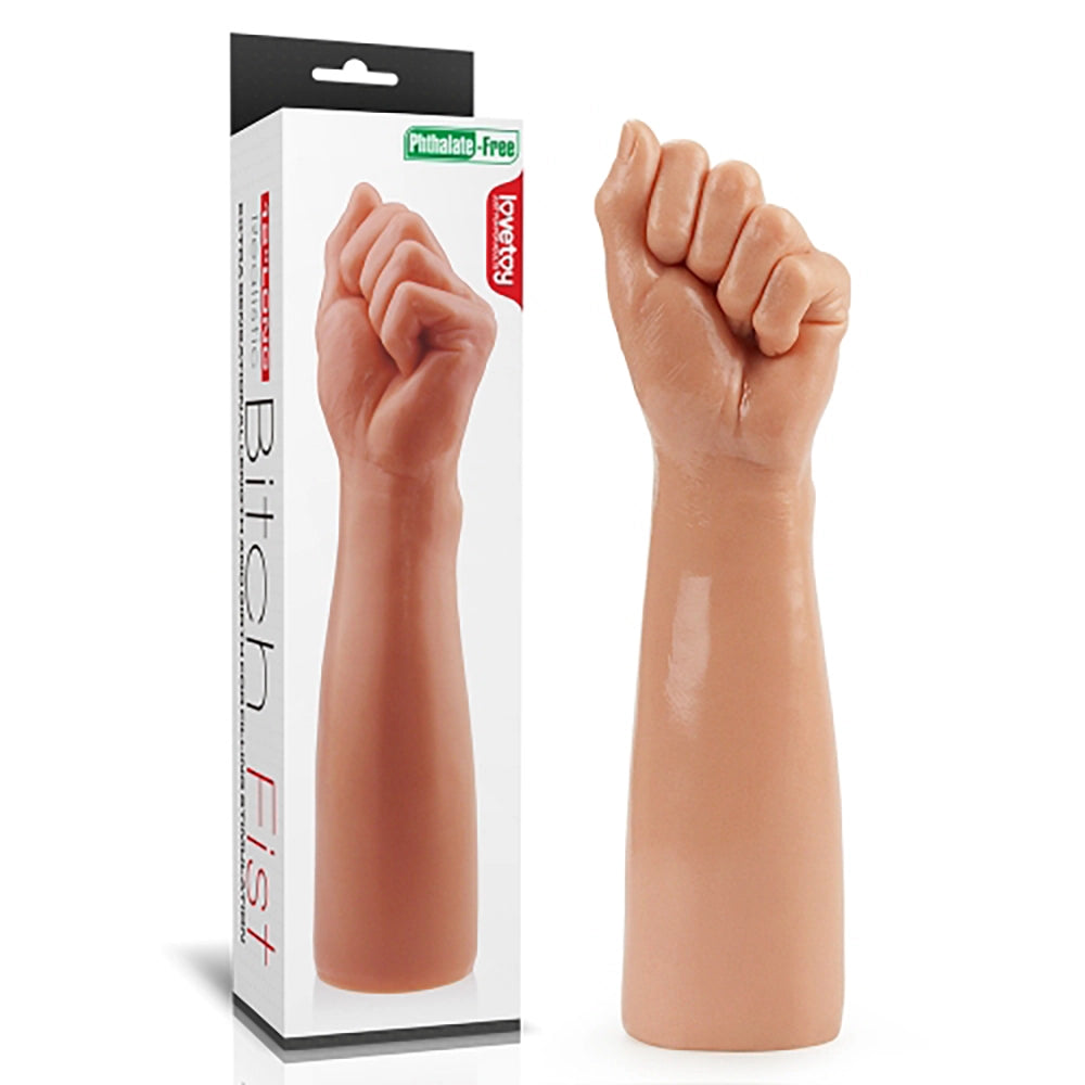 Knuten fisthand LoveToy LV2211 hudfärgad PVC Bitch Fist förpackning ftalatfri knytnäve från Chambers of Love