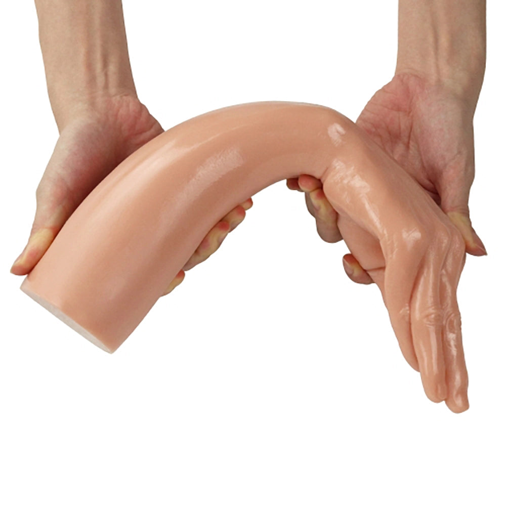 Konisk fisthand LoveToy LV2210 böjd flexibel PVC två händer håller visar mjukt material från Chambers of Love
