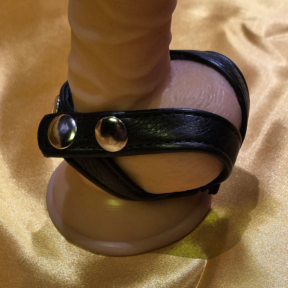 PU cock ring with steel studs
