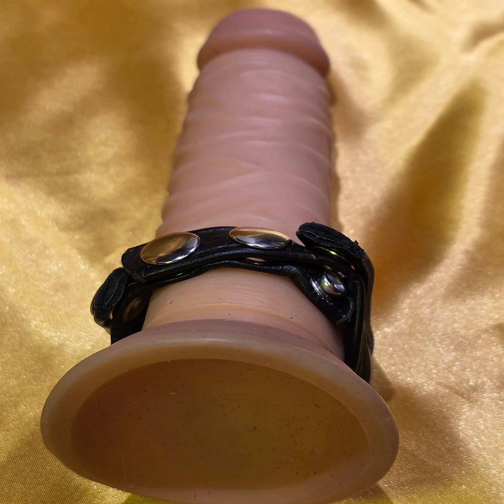 PU cock ring with steel studs
