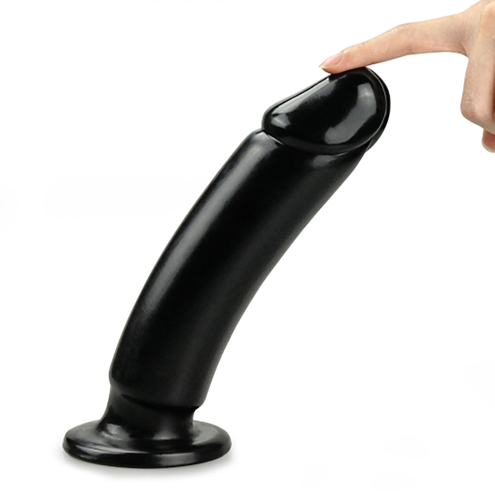King Sized Anal Dildo svart böjlig LoveToy LV2243 flexibel PVC finger trycker ollon platt botten från Chambers of Love