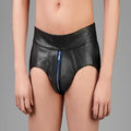 Leather jocks with zipper