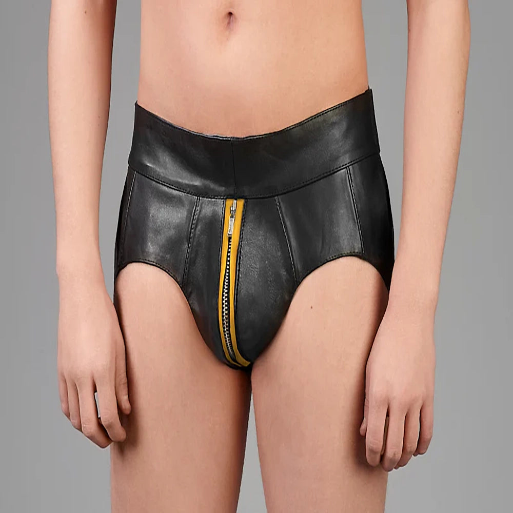 Leather jocks with zipper
