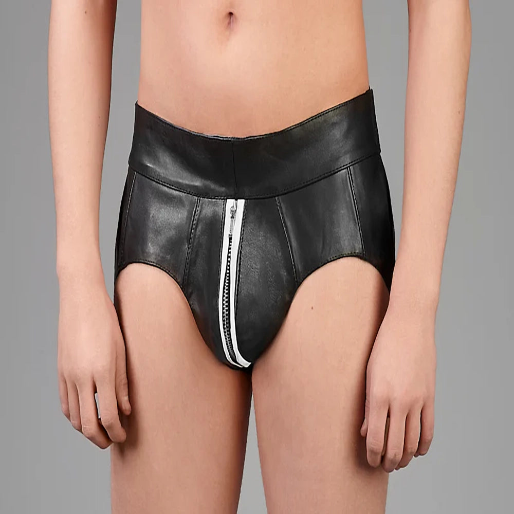 Leather jocks with zipper