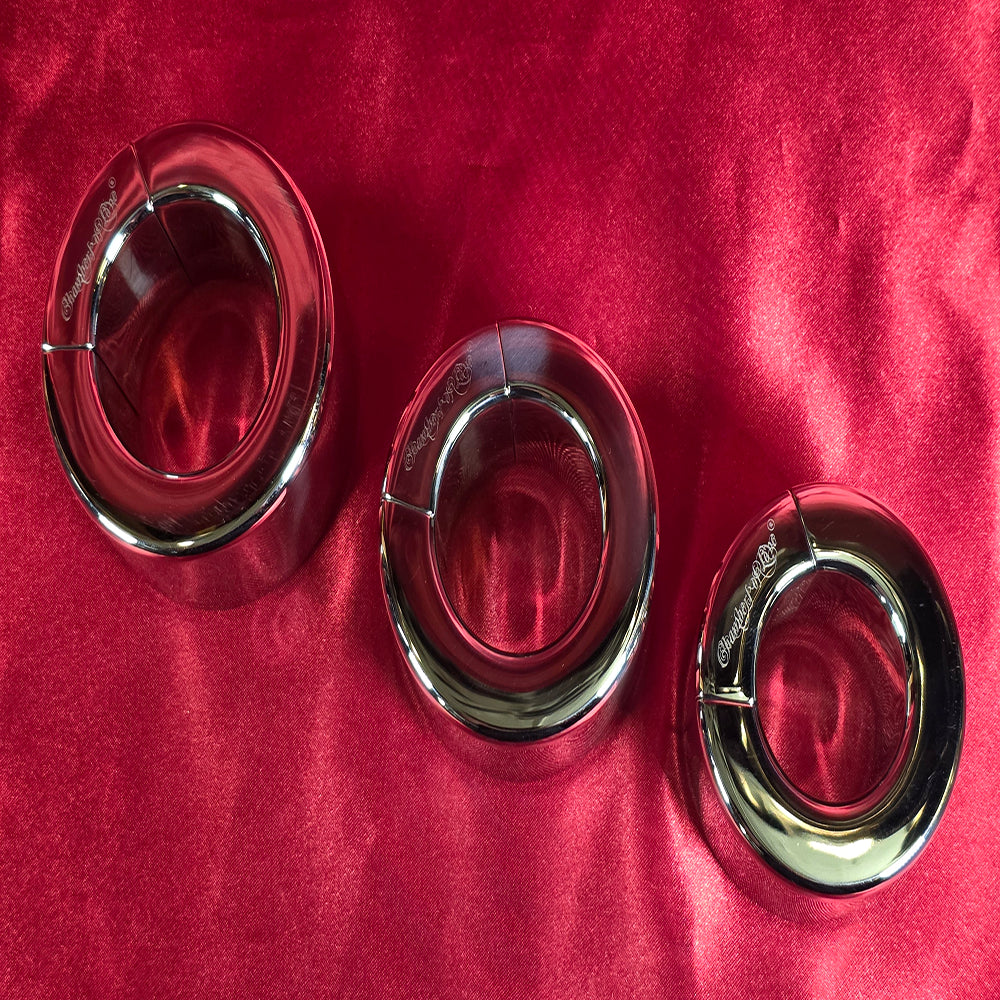 Tre magnetiska pungsträckare rektangulära 45 mm i storlekarna 35, 40 och 45 mm – gruppbild – Chambers of Love