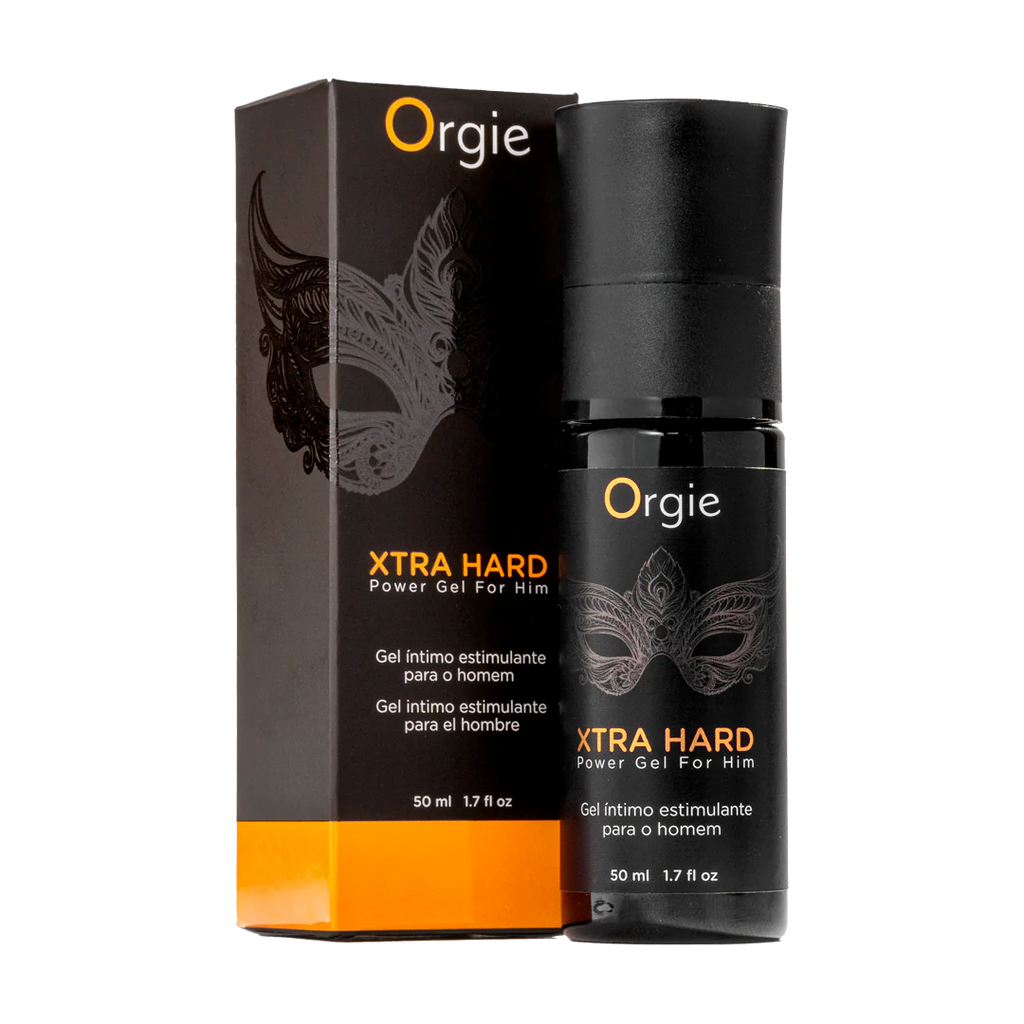 erektionsgel Orgie Xtra Hard Power Gel 50ml capsicum pumpflaska och förpackning hos Chambers of Love 