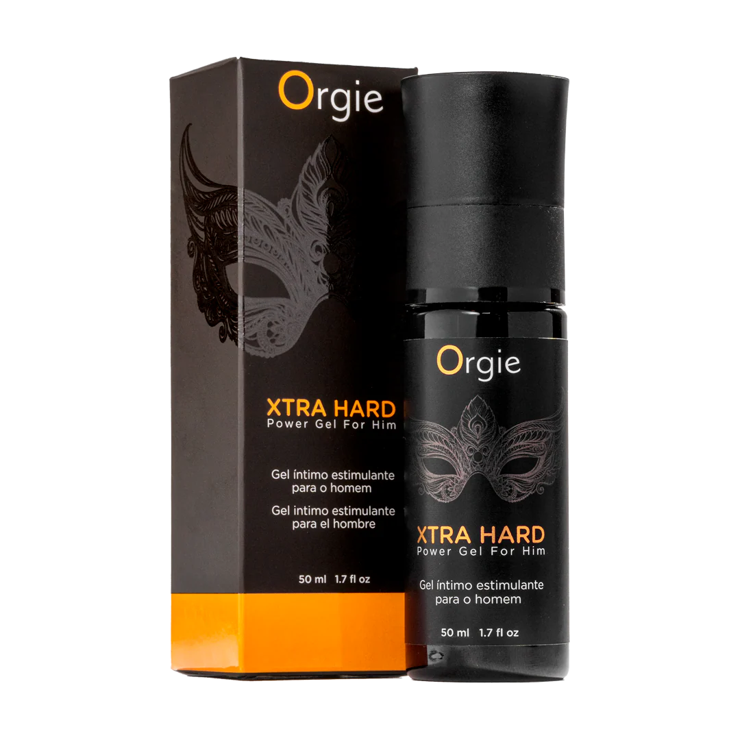 erektionsgel Orgie Xtra Hard Power Gel 50ml capsicum pumpflaska och förpackning hos Chambers of Love 