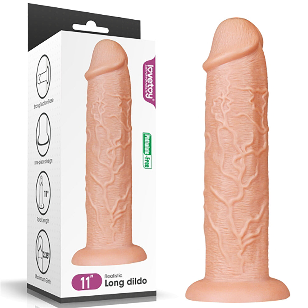 Realistisk lång rak dildo 28 cm med sugkopp – hud färg, ftalatfri från Chambers of Love sortiment