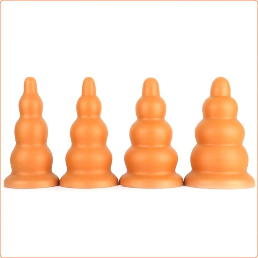Iron Tower Silicone Anal Plug Black L