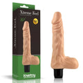 Realistisk vibrator med pung – Xtreme Feel 8" Lovetoy – hudfärgad TPR med svart vibrationskontroll i ändan från Chambers of Loves sortiment
