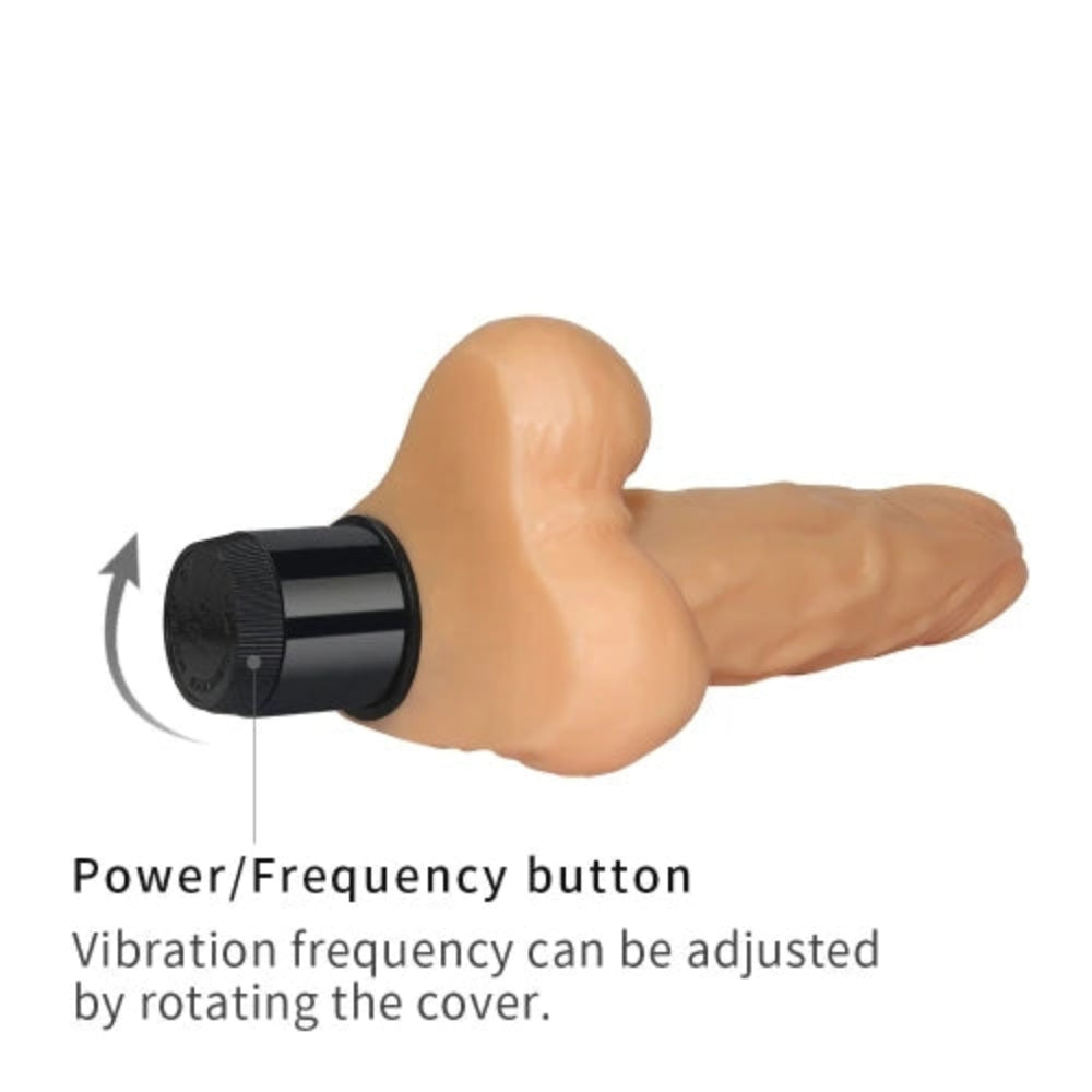 Realistisk vibrator med pung – Xtreme Feel – vridbart lock för justering av vibrationshastighet från Chambers of Loves sortiment