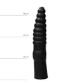 AB20 Drainer ribbad XXL dildo svart med progressiv textur och måttlinjer – 34 cm total längd från Chambers of Love