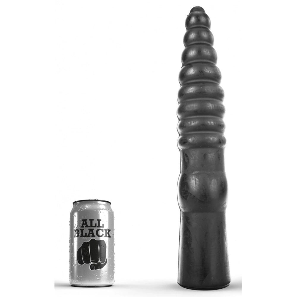 Ribbad XXL dildo All Black AB20 Drainer progressiv textur 34 cm från Chambers of Love´s sortiment 